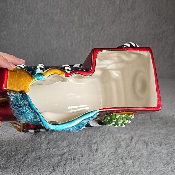 Christopher Radko Cookie Jar Candy Dish Train Colorful Christmas Holiday EUC - Picture 11 of 14